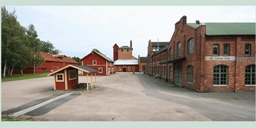 Åminne Bruksmuseum, röda tegelbyggnader.