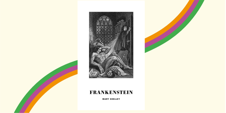 Bokomslag till Frankenstein av Mary Shelley.