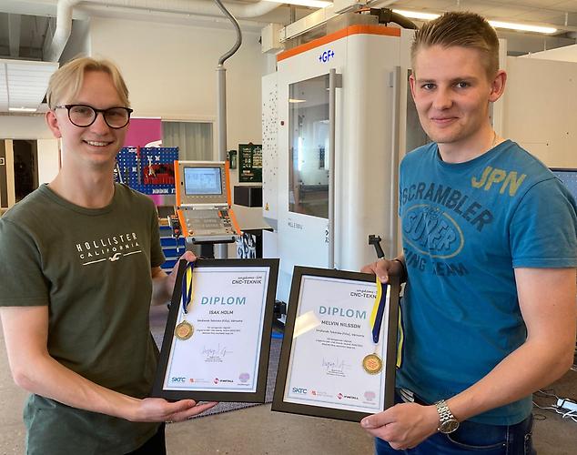 Isak och Melvin vann bronset i ungdoms-SM CNC-svarvning