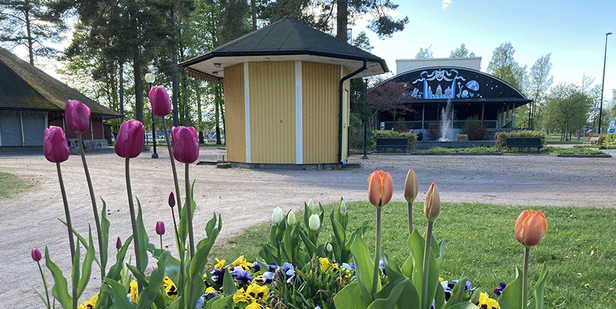 Bilden visar den grusplan som finns i Folkets Park, som är fin att spela boule och boccia på.